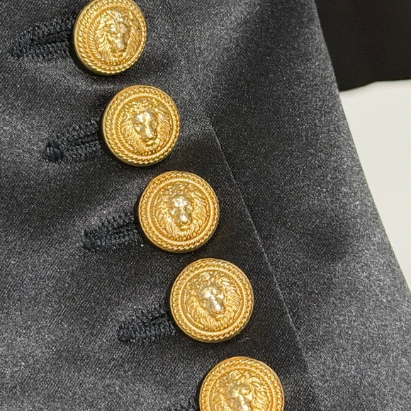 Balmain Double-Breasted Silk-Satin Blazer — Black, Gold Buttons, FR 36 (US 4) - Picture 7 of 11